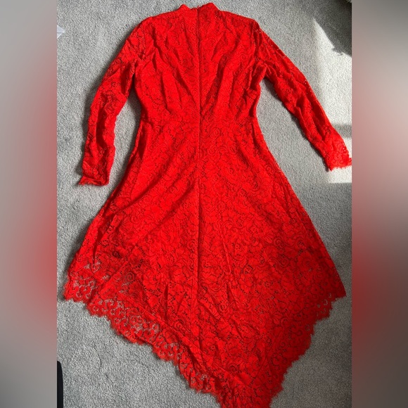 H&M orange lace asymmetric dress sz 10 - Picture 8 of 12
